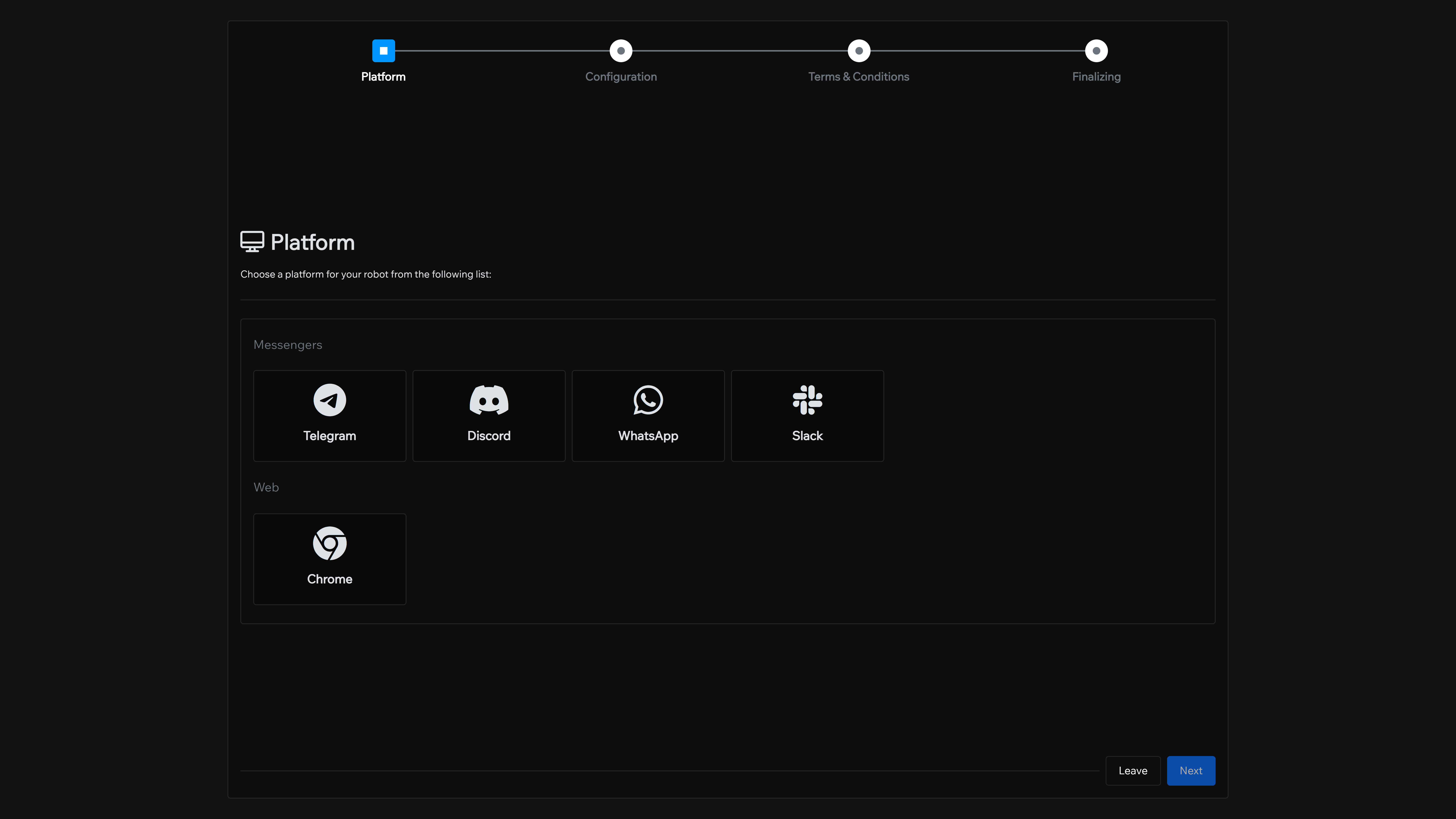 This is the "Create Bot" page.